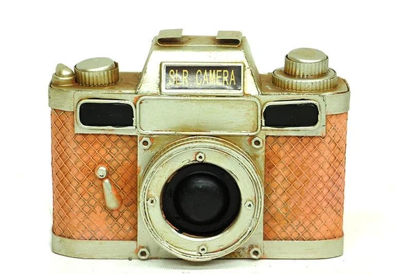 Dekoratif Metal Fotoğraf Makinesi Biblo Ev Ofis Hediyelik ürün görseli 1
