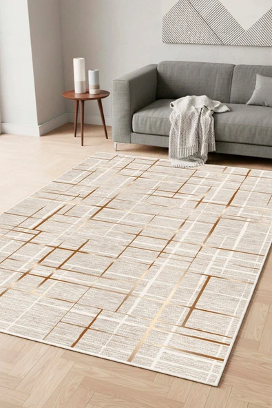 Geometrik Desenli Dijital Baskılı Yıkanabilir Kaymaz Taban Modern Salon Halısı Mutfak Halısı Yolluk ürün görseli 1