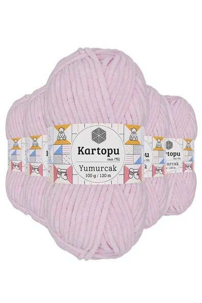 5 Adet Yumurcak Kadife El Örgü İpi Toz Pembe K1562 ürün görseli 1