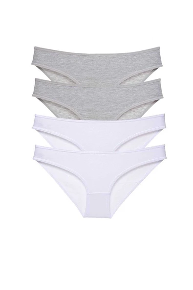4 adet Süper Eko Set Likralı Kadın Slip Külot Gri Beyaz ürün görseli 1