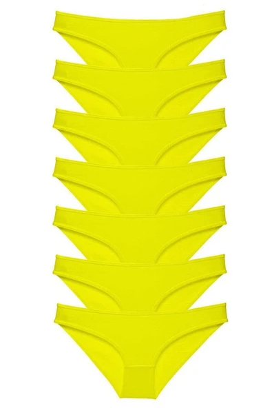 7 adet Süper Eko Set Likralı Kadın Slip Külot Sarı ürün görseli 1