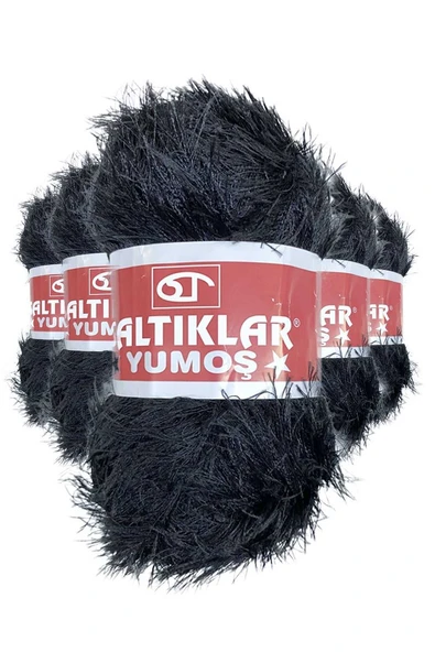 5 Adet Yumoş Sakallı El Örgü Ipi Yünü SİYAH ürün görseli 1