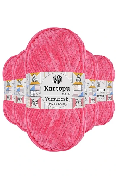 5 Adet Yumurcak Kadife El Örgü İpi Pembe K798 ürün görseli 1