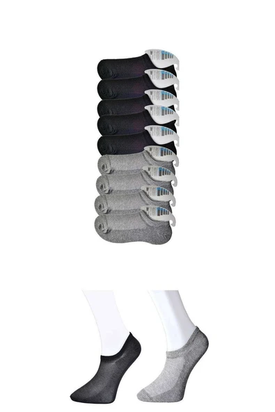 Siyah ve Gri Erkek Görünmez Çorap 9 çift ürün görseli 1