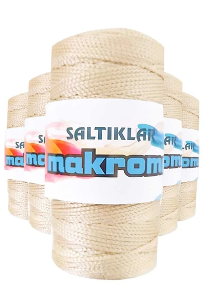 5 Adet Polyester Makrome İpi 230 Açık Bej 100 gr ürün görseli 1