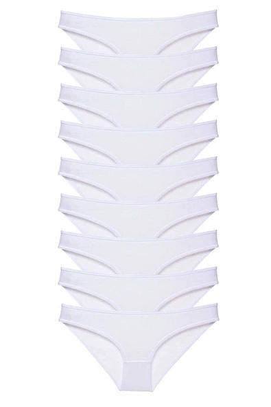 9 adet Süper Eko Set Likralı Kadın Slip Külot Beyaz ürün görseli 1