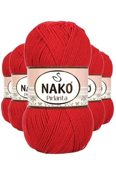 5 Adet Pırlanta Amigurumi El Örgü İpi Yünü Gelincik Kırmızı 6741 ürün görseli 1