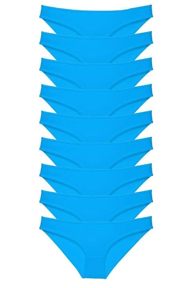 9 adet Süper Eko Set Likralı Kadın Slip Külot Mavi ürün görseli 1
