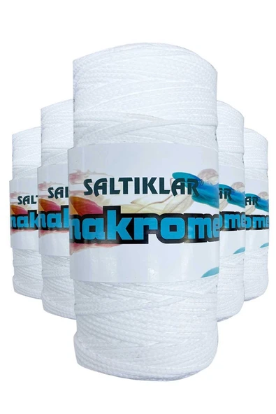 5 Adet Polyester Makrome İpi 10 Kar Beyaz 100 gr ürün görseli 1