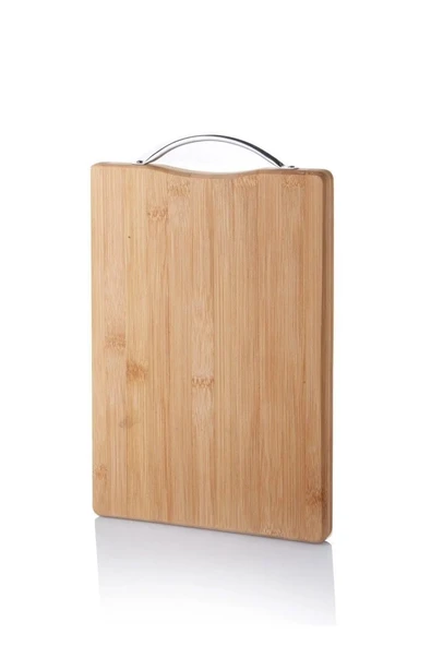 Metal Tutacaklı Lüx Bambu Kesme Tahtası 30cm X20cmx1.8cm ürün görseli 1