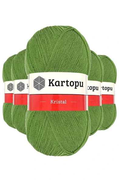 5 Adet Kristal Çift Katlı El Örgü Lif İpi Açık Yeşil K442 ürün görseli 1