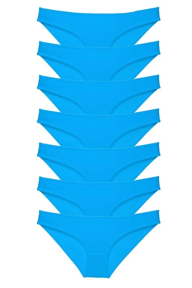7 adet Süper Eko Set Likralı Kadın Slip Külot Mavi ürün görseli 1