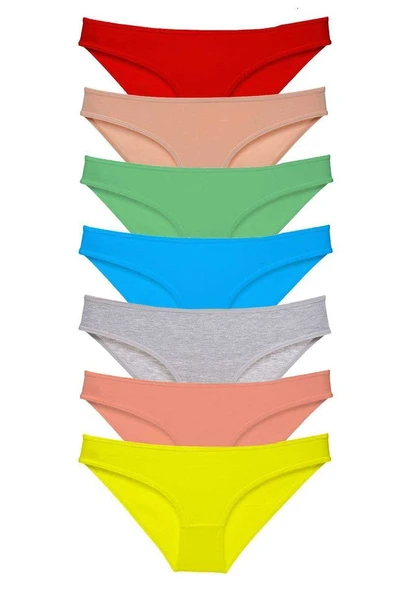 7 adet Süper Eko Set Likralı Kadın Slip Külot Çok Renkli ürün görseli 1