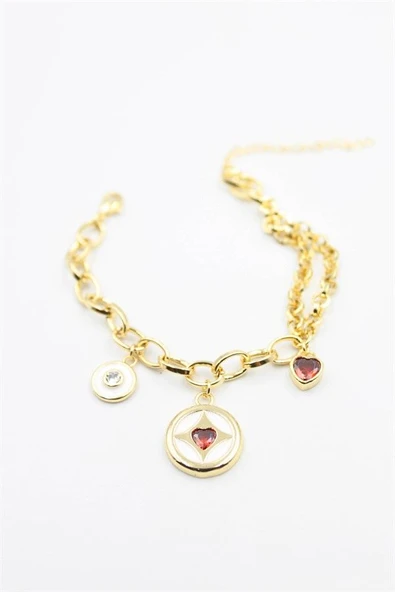 Kalp Zincir Bileklik - Altın ürün görseli 1