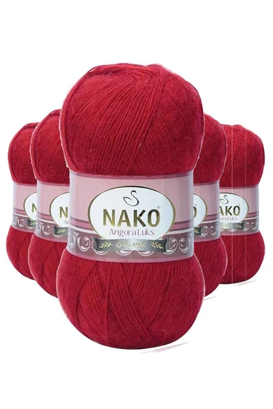 5 Adet Angora Lüks El Örgü İpi Koyu Kırmızı 1175 ürün görseli 1