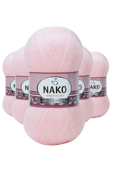 5 Adet Angora Lüks El Örgü İpi Pembe 11502 ürün görseli 1