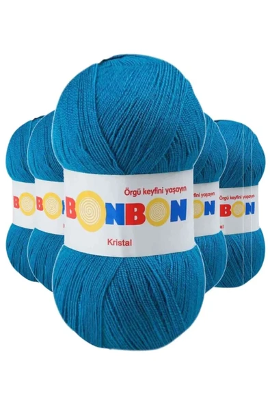 5 Adet Kristal El Örgü Lif İpi Koyu Mavi 98685 - bonbon mudanis ürün görseli 1