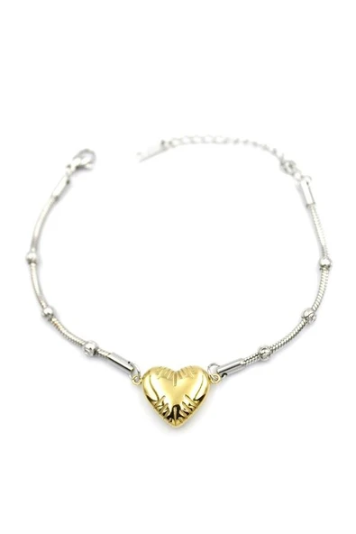 Kalp Zincir Bileklik - Altın ürün görseli 1
