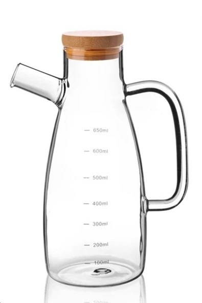 650 Ml Bambu Kapaklı Cam Yağdanlık Royaleks-70086 ürün görseli 1