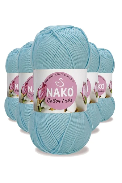 5 Adet Cotton Lüks Yelek Tunik Kazak Bluz Hırka İpi Yünü Buz Mavi 97564 ürün görseli 1