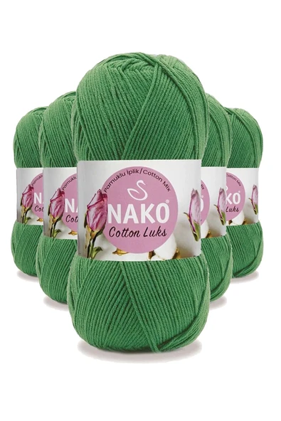 5 Adet Cotton Lüks Yelek Tunik Kazak Bluz Hırka İpi Yünü Yeşil 97576 ürün görseli 1