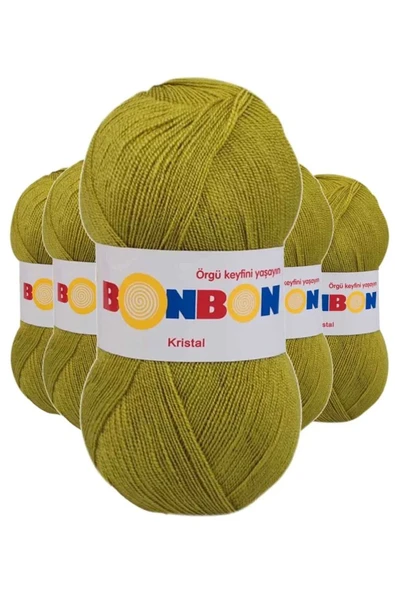 5 Adet Kristal El Örgü Lif İpi Çimen Yeşili 98229 - bonbon mudanis ürün görseli 1