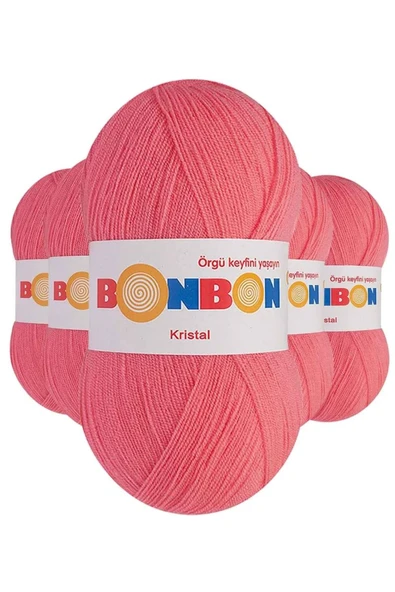 5 Adet Kristal El Örgü Lif İpi Pembe 98230 - bonbon mudanis ürün görseli 1