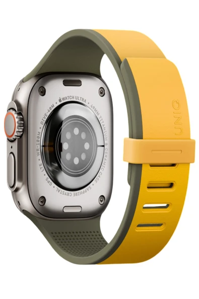 Apple Watch Ultra 49/46/45/44 Kordon Manyetik Toka Yumuşak Deri Dokulu Premium Kayış Günlük Kullanım  YEŞİL ürün görseli 1