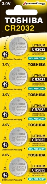 TOSHIBA CR 2032 LITHIUM 5Lİ PİL ürün görseli 1