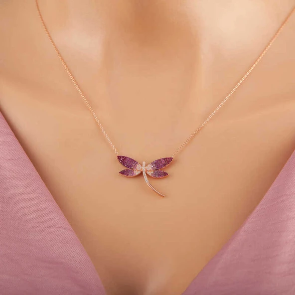 925 Ayar Gümüş Rose Yusufçuk Kadın Gümüş Kolye ürün görseli 1