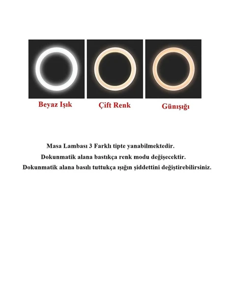 Şarjlı Sarı Ve Beyaz Renk Masa Lambası - Resim 3
