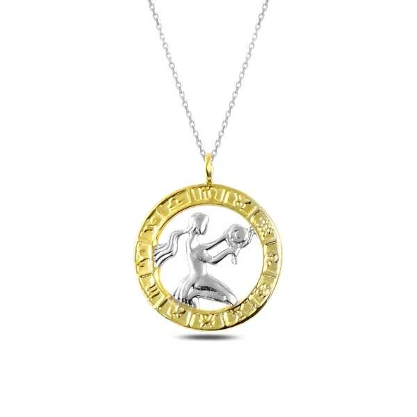 ​925 Ayar Gümüş Gold Başak Burcu Kadın Gümüş Kolye ürün görseli 1