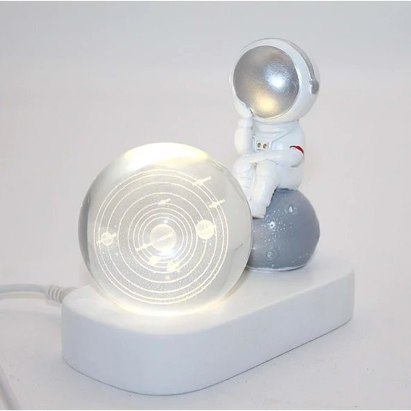 Astronot Ledli Küre Dekoratif Hediyelik - Resim 2