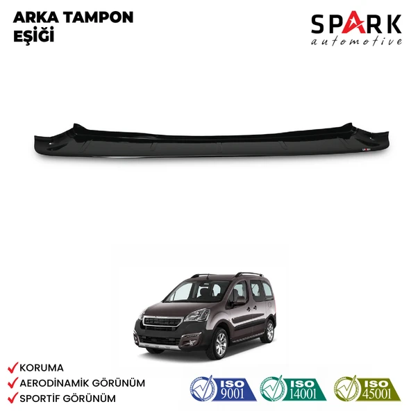 Peugeot Partner Tepee 2015-2018 Yıl Aralığı Uyumlu Arka Tampon Eşiği Parlak ürün görseli 1