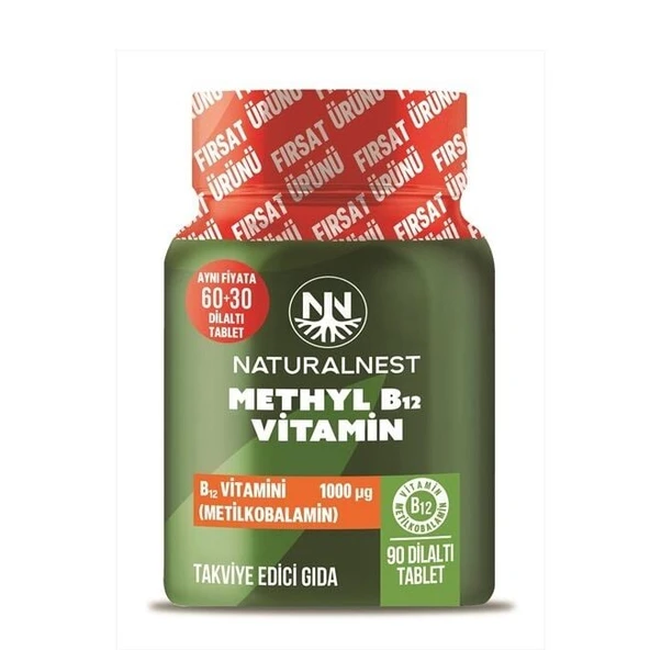NATURALNEST Methyl B12 Vitamin 1000 mcg 90 Dilaltı Tablet ürün görseli 1