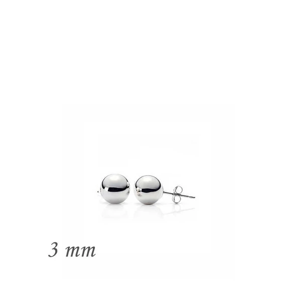 925 Ayar Gümüş Top Küpe - 3 mm - Resim 2
