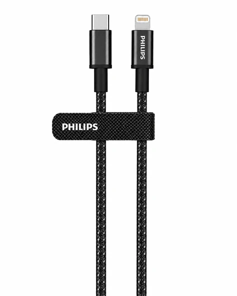 Philips DLC1030L/00 USB-C to Lightning 3A 480 Mbps Örgülü Şarj Kablosu, 1 Metre ürün görseli 1