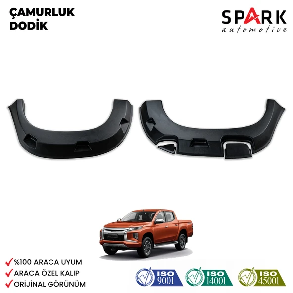 Mitsubishi L200 2019- Yılı ve Sonrası Uyumlu Çamurluk Dodik 4 Parça İnce Model ürün görseli 1