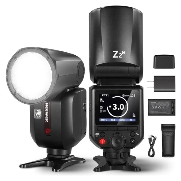 Neewer Z3R-C 100W Yuvarlak Kafa Ttl Flaş (Canon Uyumlu, Akülü) ürün görseli 1