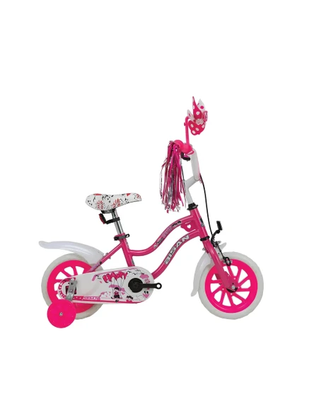 BİSAN HAPPY KIZ ÇOCUK BİSİKLETİ 21CM V 12 JANT METALİK PEMBE KIRMIZI ürün görseli 1