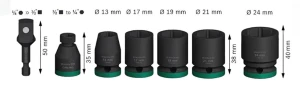 Bosch 2608003032 PRO Impact Lokma Ucu Seti 1/2" 7li ürün görseli 1