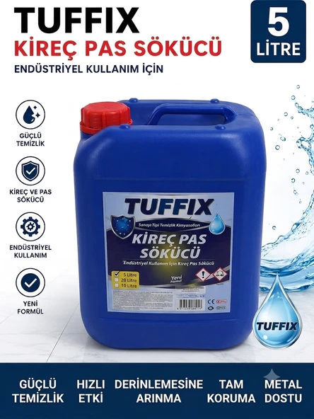 Tuffix 5 Litre Kireç Pas Sökücü, Endüstriyel Güçlü Temizlik Ürünü - Kireç, Pas ve Mineral Kalıntı Temizleyici ürün görseli 1