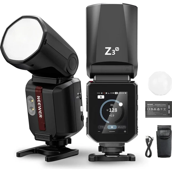 Neewer Z3R-N Nikon Uyumlu 100W Yuvarlak Kafa Akülü Tepe Flaşı ürün görseli 1