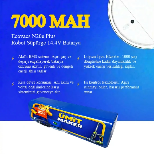 Ecovacs N20e Plus Robot Süpürge 7000 mAh Batarya - Resim 3