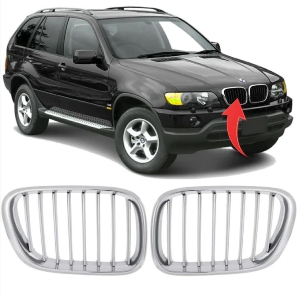 Bmw X5 E53 2000-2003 Ön Panjur Set Krom 51138250051/52 ürün görseli 1