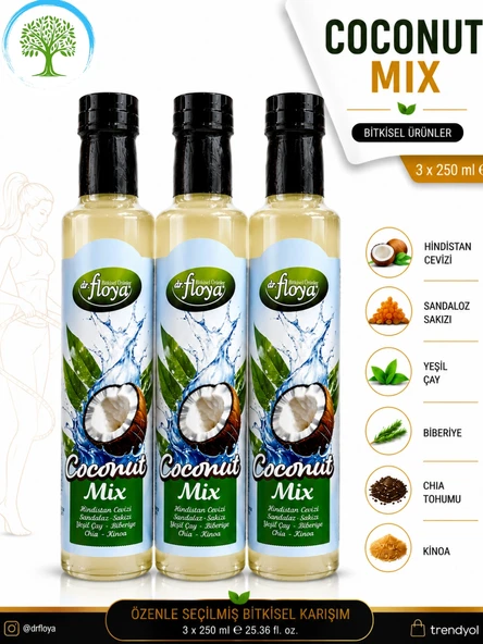Dr.Floya Coconut Mix 3 Adet 250 ml | Hindistan Cevizi, Yeşil Çay, Kinoa İçerikli ürün görseli 1