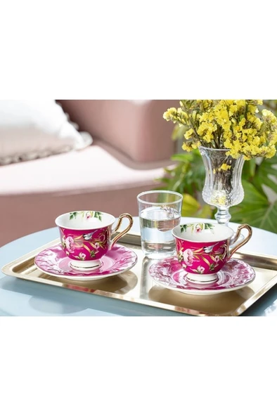 English Home Vanilla Porselen 2 Kişilik Kahve Fincan Takımı 90 Ml Mor ürün görseli 1