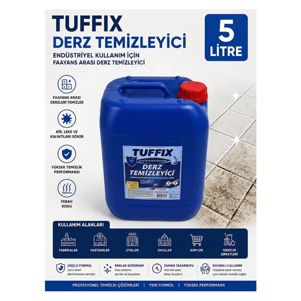 Tuffix Derz Temizleyici 5 Litre Endüstriyel Güçlü Formül - Fayans Arası Derz Temizleme ve Kir Sökücü ürün görseli 1