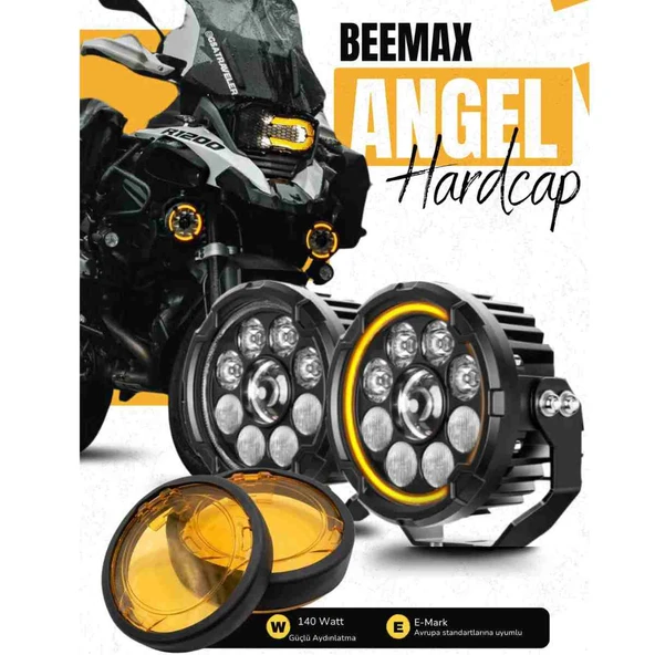 E-Mark- Tip Onaylı Beemax White Angel HardCap 140 Watt Profesyonel Motosiklet Led Sis Far Takımı BMW 1200-1250-1300GS ürün görseli 1