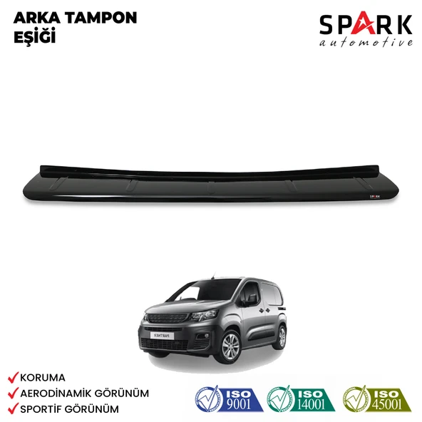 Peugeot Partner Tepee 2019 Yılı Ve Sonrası Uyumlu Arka Tampon Eşiği Parlak ürün görseli 1